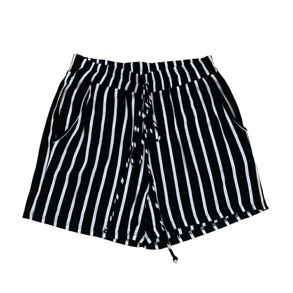 Frumos Women's M Medium Lounge Shorts Striped Rayon Blend Elastic Waist